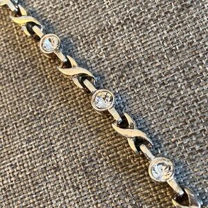 Vintage Silver-Tone CZ Bracelet